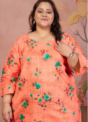 
                      Plus Size Cotton Printed Casual Kurti