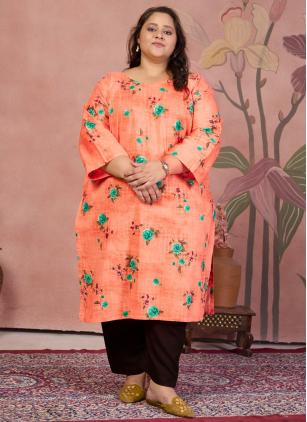 
                      Plus Size Cotton Printed Casual Kurti