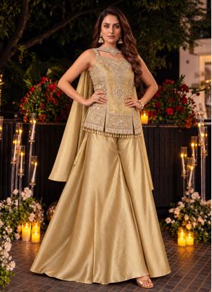 Cream Festival Kanjivaram Silk Beads Readymade Sal