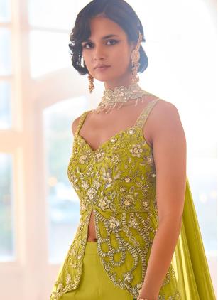 
                      Green Georgette Beads Work Palazzo Salwar Suit