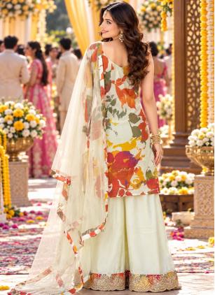 
                      Ceremonial Multi Colour Chinon Readymade Salwar Kameez
