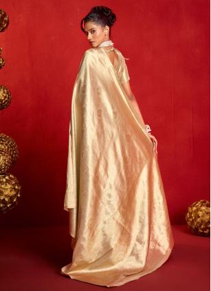 
                      Festival Beige Weaving Work Classic Saree