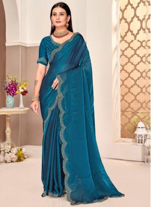 
                      Morpeach Satin Silk Swarovski Party Wear Saree