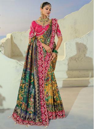 
                      Multi Colour Beads Hand Work Patola Silk Classic Saree