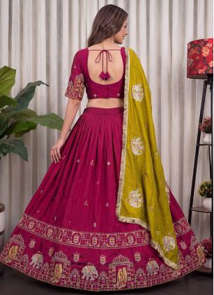 
                      Pink Vichitra Silk Readymade Lehenga Choli Festive Wear