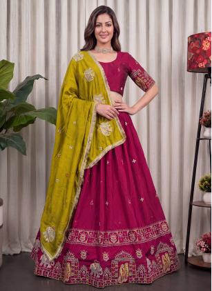 
                      Pink Vichitra Silk Readymade Lehenga Choli Festive Wear
