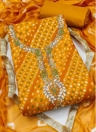 
                      Embroidered Cotton Yellow Trendy Salwar Kameez