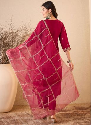 
                      Embroidered Silk Blend Readymade Salwar Suit