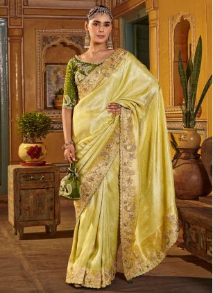 
                      Embroidered Viscose Yellow Stitched Blouse Classic Saree