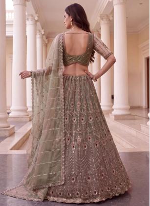 
                      Engagement Beige Fandy Tissue Silk Lehenga Choli