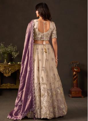 
                      Engagement Fandy Dori Work Cream Designer Lehenga Choli