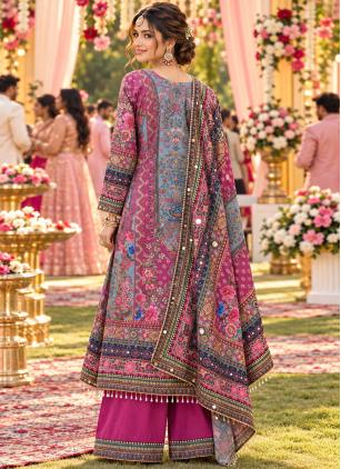 
                      Crepe Silk Multi Colour Aari Work Readymade Salwar Kameez