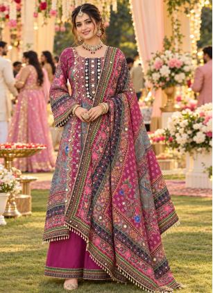 
                      Crepe Silk Multi Colour Aari Work Readymade Salwar Kameez