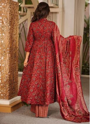 
                      Plus Size Muslin Digital Print Maroon Casual Salwar Suit