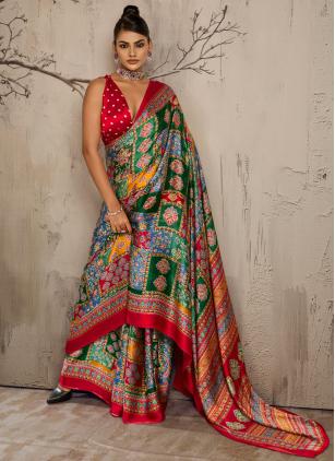 Printed Satin Multi Colour Classic Saree - 2