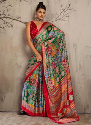 Printed Satin Multi Colour Classic Saree