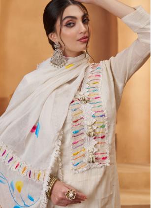 
                      White Fancy, Multi and Thread Work Salwar Suit