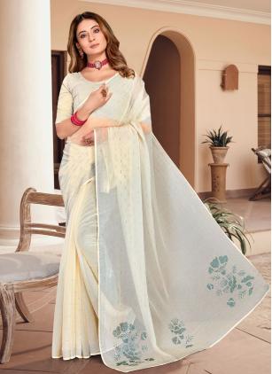 
                      White Chiffon Stone Work Trendy Saree