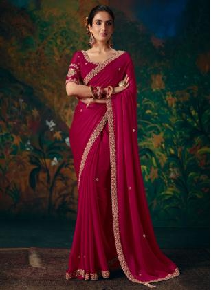 
                      Fancy Fabric Rani Beads Trendy Saree