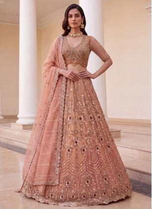 Fandy Beads Peach Designer Lehenga Choli