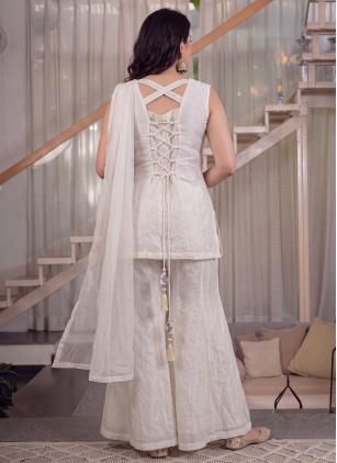 
                      Festival Crush Embroidered White Palazzo Salwar Kameez
