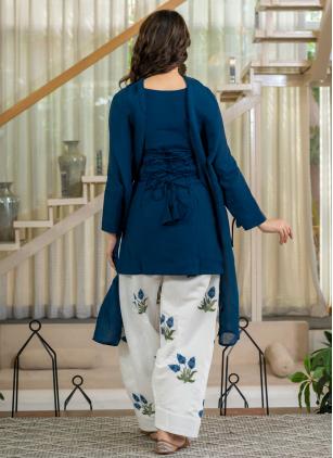 
                      Festival Embroidered Cotton Blue Salwar Kameez