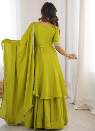 
                      Festival Green Embroidered Readymade Palazzo Salwar Kameez