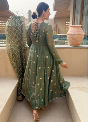
                      Festival Green Fandy Anarkali Salwar Kameez