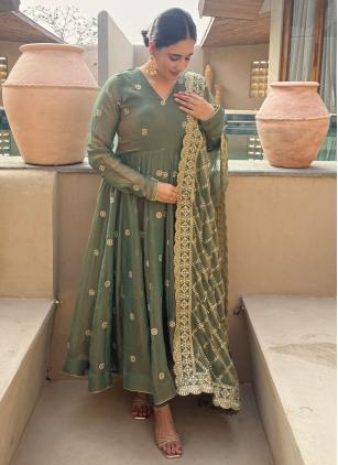 
                      Festival Green Fandy Anarkali Salwar Kameez
