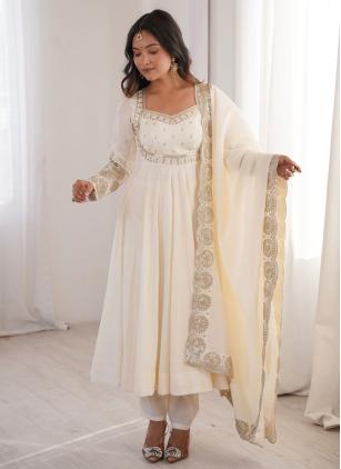 
                      Festival Off White Embroidered Anarkali Salwar Kameez