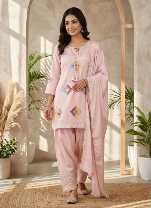 
                      Festival Pink Embroidered Patiala Salwar Kameez