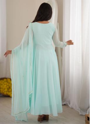 
                      Festival Turquoise Embroidered Anarkali Salwar Kameez