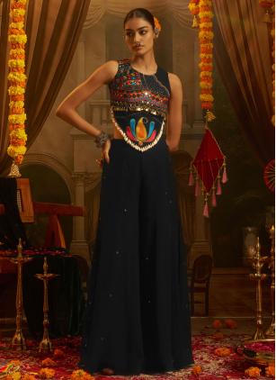 
                      Georgette Festival Black Mirror Work Casual Kurti