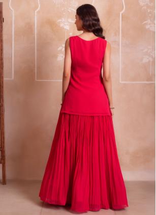 
                      Georgette Pink Embroidered Palazzo Salwar Kameez