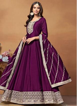 
                      Glorious Art Silk Embroidered Purple Salwar suit