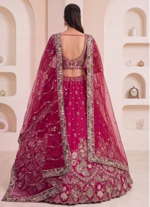 
                      Bridal Rani Silk Beads Designer Lehenga Choli