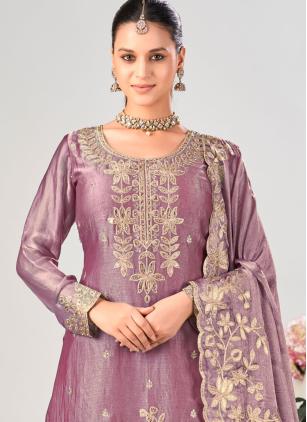 
                      Ceremonial Purple Embroidered Readymade Salwar Suit