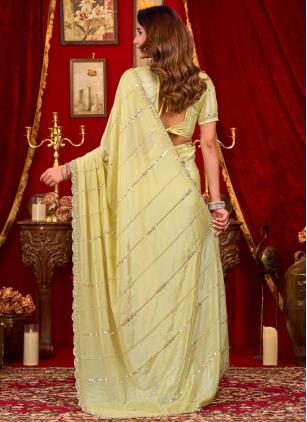 
                      Festival Yellow Beads Work Silk Contemporary Saree