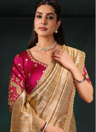 
                      Gold Beads Kanjivaram Silk Trendy Saree