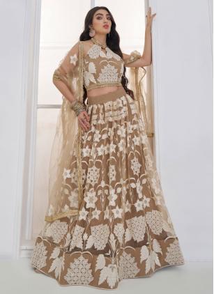 
                      Beige Embroidered Thread Work Designer Lehenga Choli