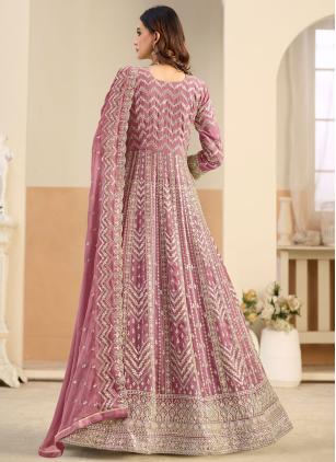 
                      Gratifying Pink Faux Georgette Anarkali Suit with Dupatta