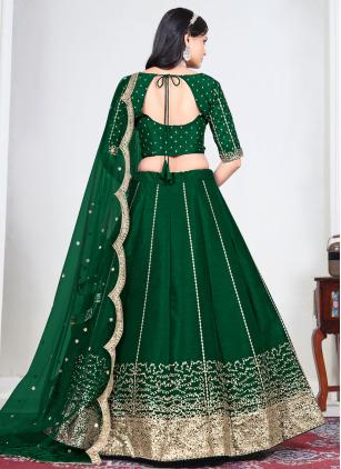 
                      Green Art Silk Embroidered Designer Lehenga Choli