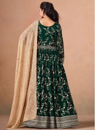 
                      Green Faux Georgette Embroidered Anarkali Salwar Suit