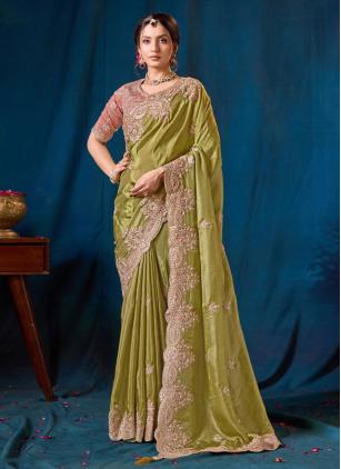 
                      Green Viscose Embroidered Trendy Saree