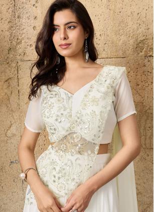 
                      Imported Embroidered Cut Dana White Trendy Lehenga Choli