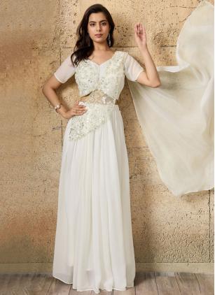 
                      Imported Embroidered Cut Dana White Trendy Lehenga Choli