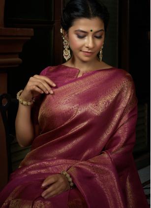 
                      Magenta Ceremonial Kanjivaram Silk Contemporary Saree