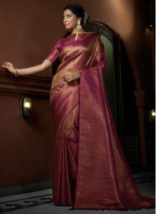 
                      Magenta Ceremonial Kanjivaram Silk Contemporary Saree