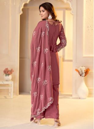 
                      Mauve Crush Embroidered Palazzo Salwar Kameez