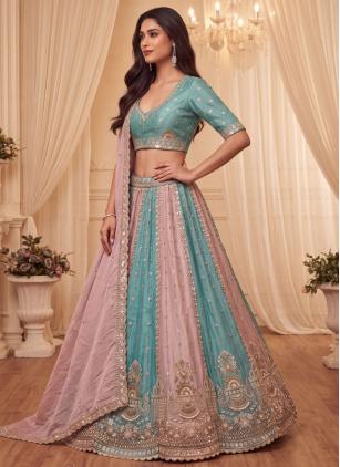 
                      Multi Colour Beads Silk Designer Lehenga Choli